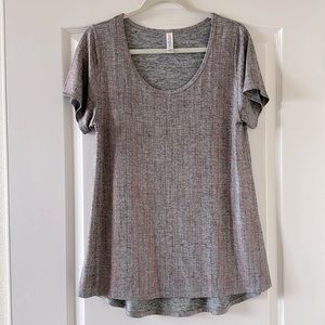 NWOT! Lularoe classic T shirt in silver with red accents!